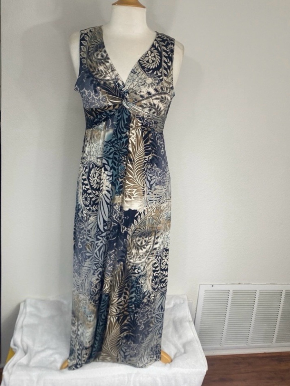 Summer's Fashion Womens Multicolor Paisley Sleeveless Midi Dress Boho Size Large